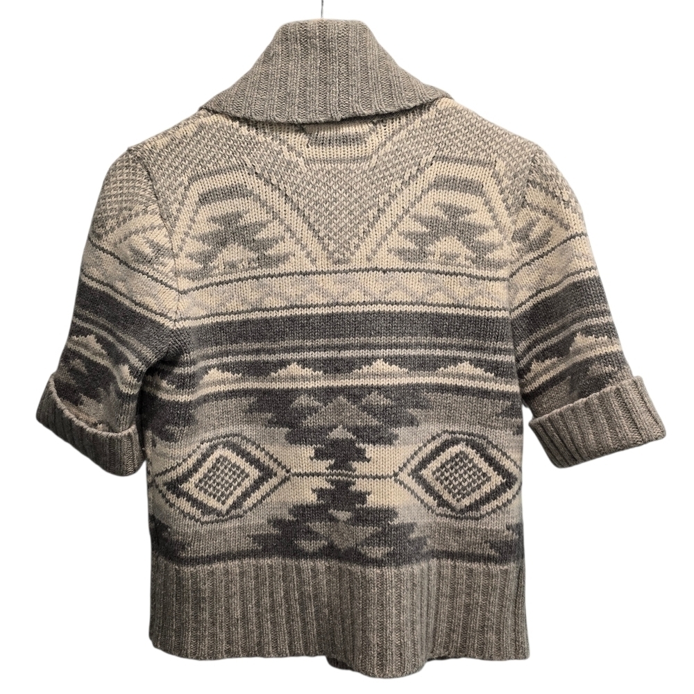 RALPH LAUREN WOOL Cardigan Grey Knit Southwestern Pattern Size M - Picture 4 of 13